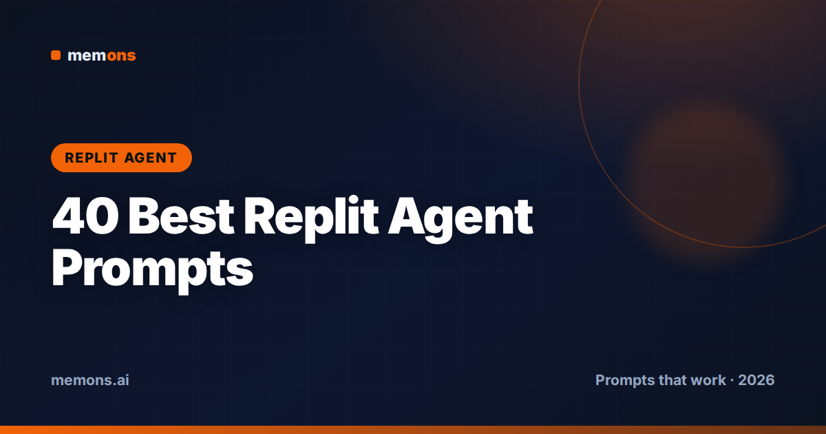 Cover for 40 Best Replit Agent Prompts (2026)
