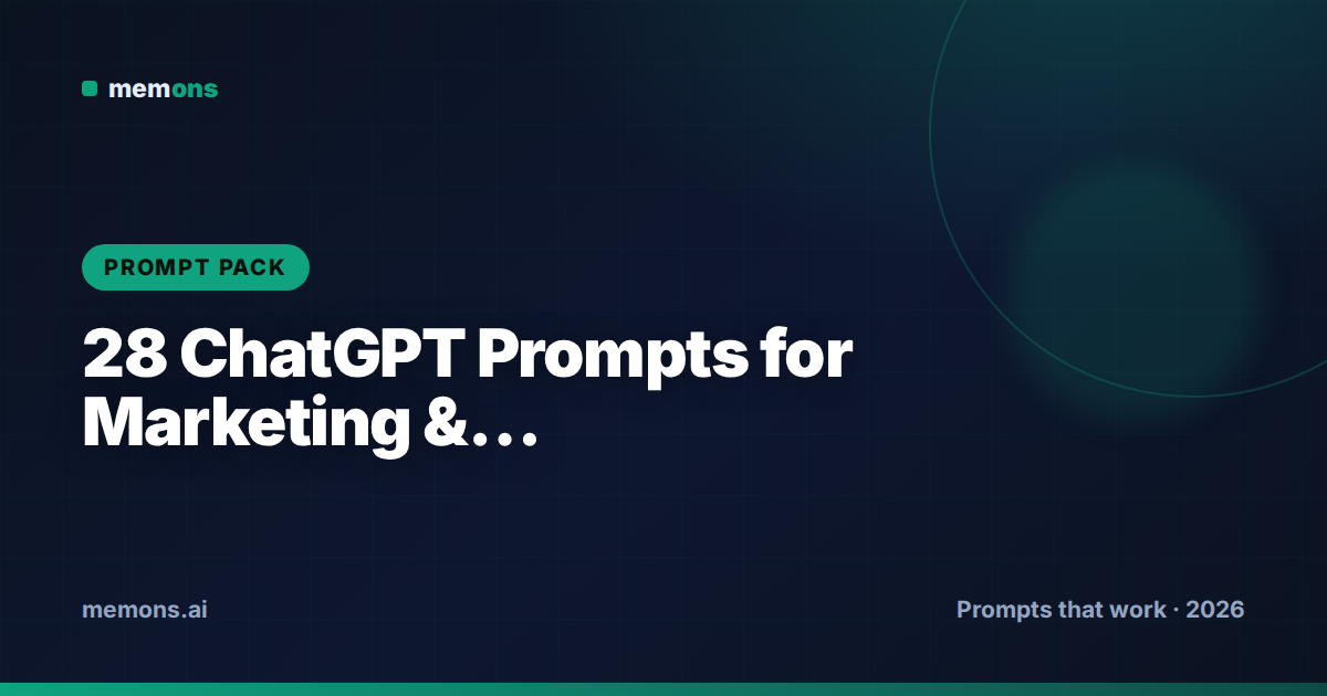 Cover for 28 ChatGPT Prompts for Marketing & Copywriting (2026)