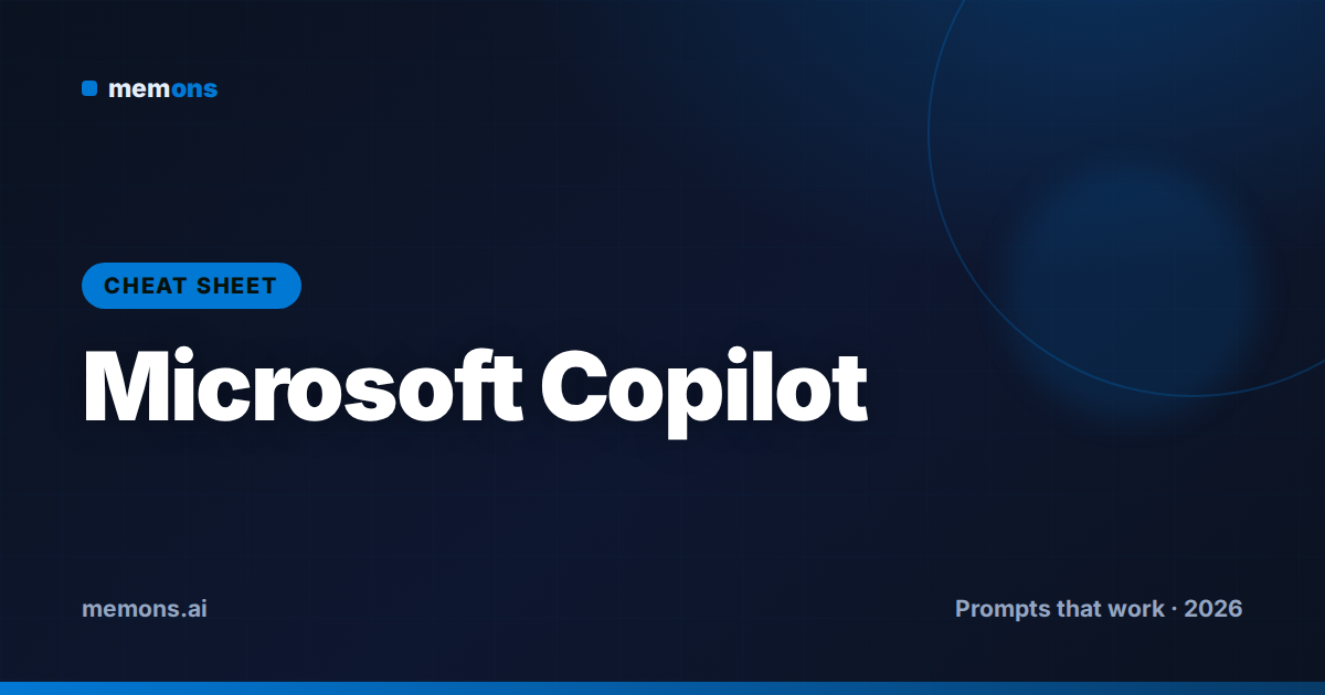 Cover for Microsoft Copilot Prompt Cheat Sheet (2026): GCSE, Agents & Modifiers