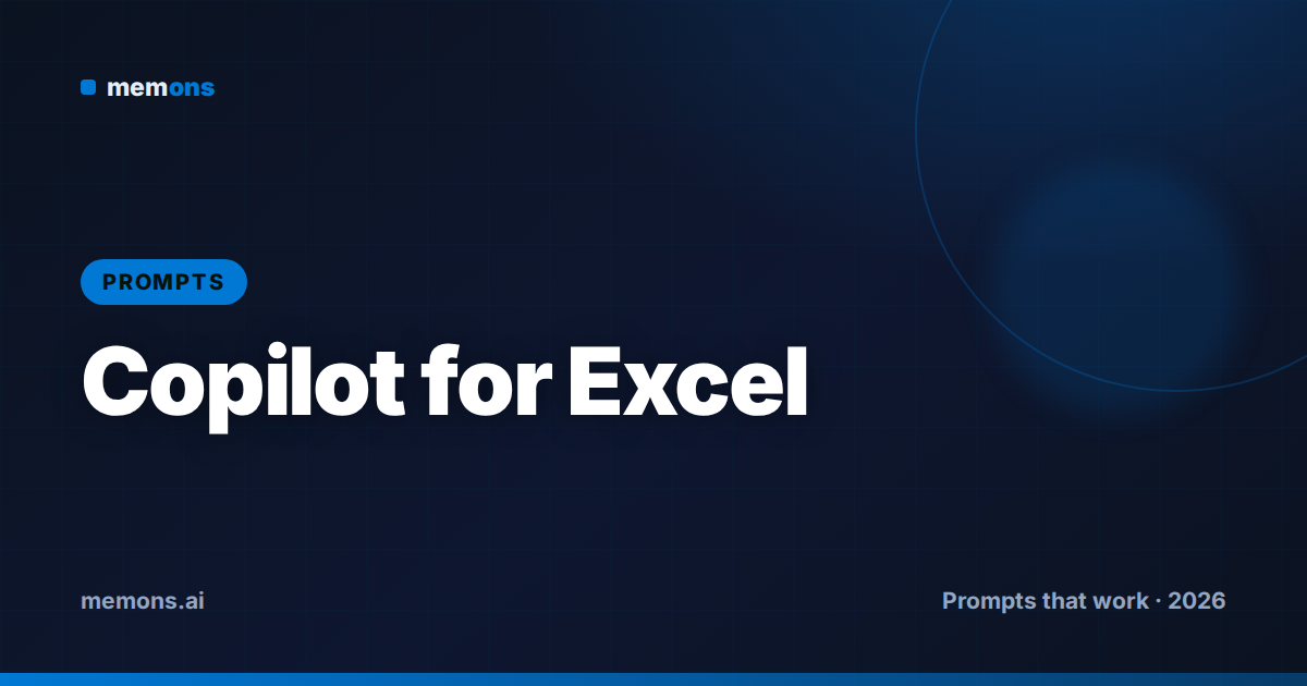 Cover for 26 Copilot Prompts for Excel (2026)