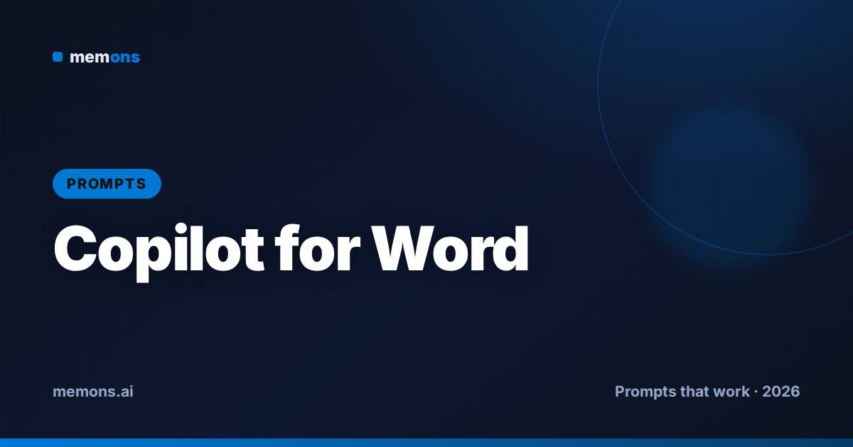Cover for 22 Copilot Prompts for Word (2026)