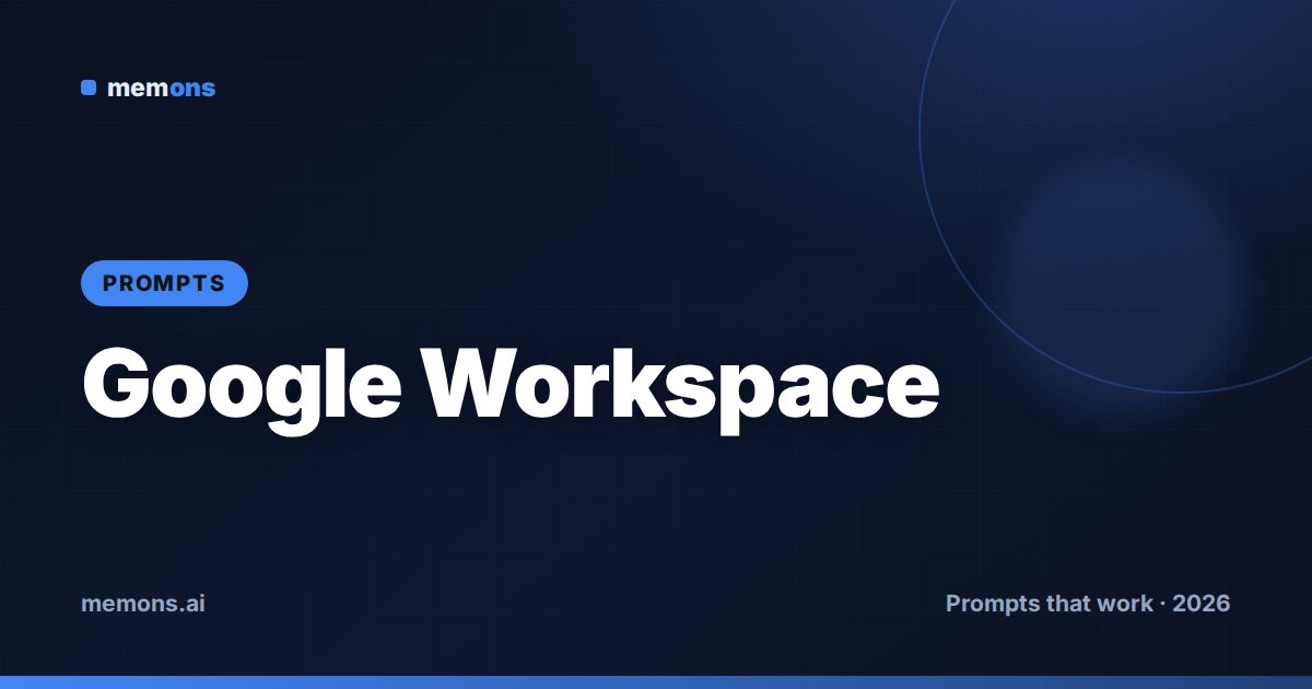 Cover for 28 Gemini Prompts for Google Workspace (2026)