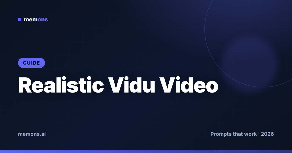 Cover for How to Prompt Vidu for Realistic Video (2026): Formulas + Examples