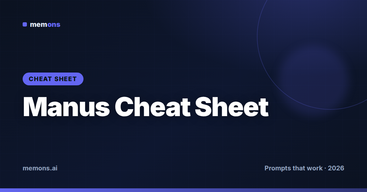 Manus Cheat Sheet