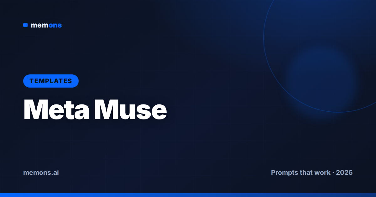 Cover for Meta Muse Image Prompt Templates (2026): Fill-in-the-Blank