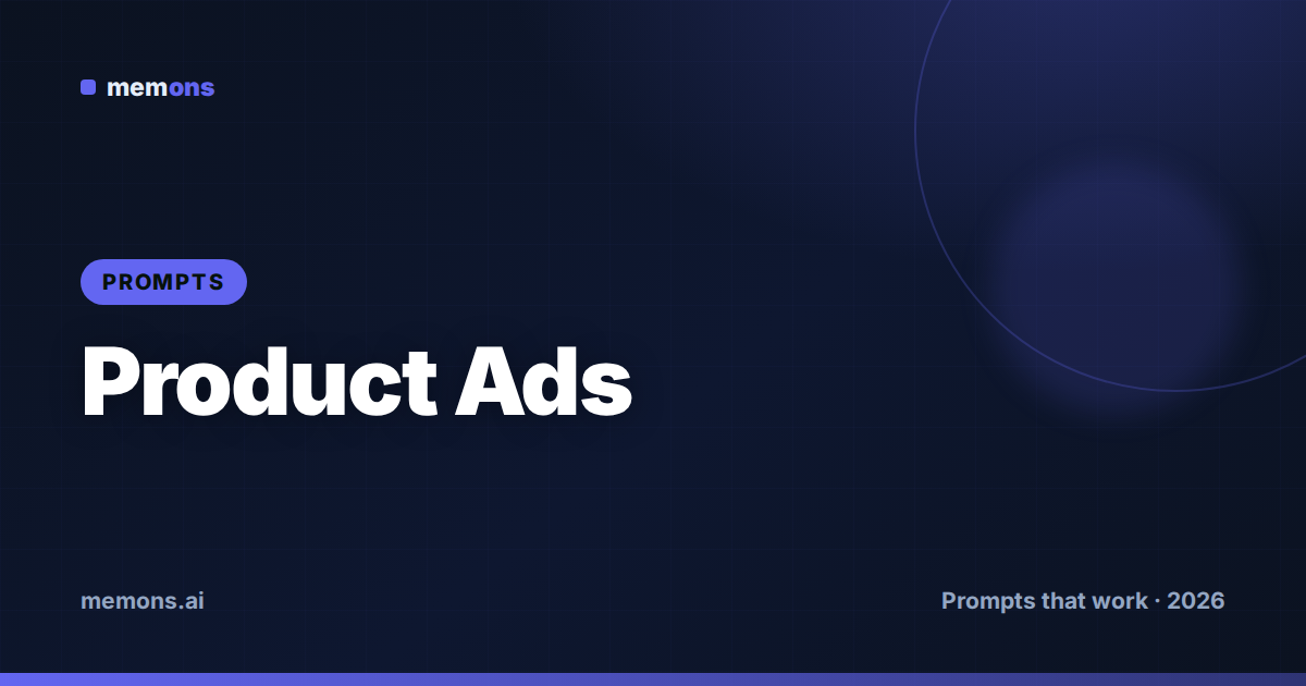 Cover for 26 PixVerse Prompts for Product Ads & Commercials (2026)