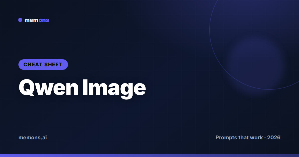 Cover for Qwen Image Prompt Cheat Sheet (2026): Aspect Ratios, Text & Modifiers