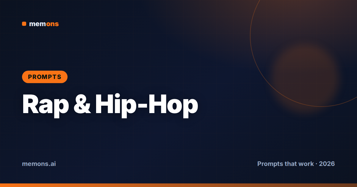 Cover for 26 Suno Prompts for Rap & Hip-Hop (2026)
