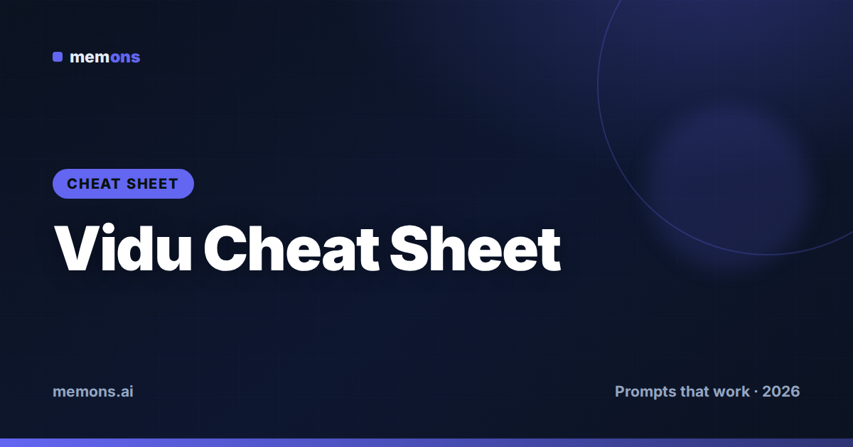 Cover for Vidu Prompt Cheat Sheet (2026): Camera Moves, Amplitude & Settings